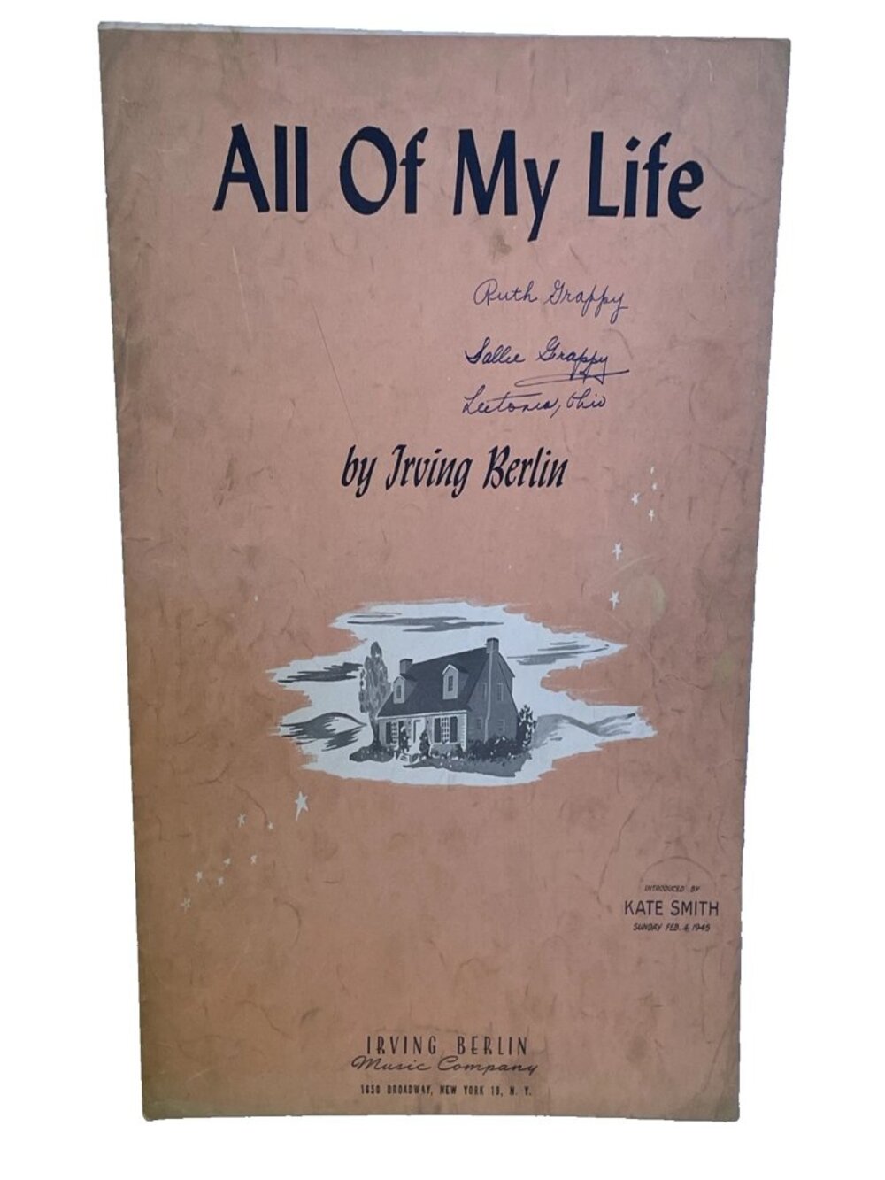 All Of My Life 1944 Sheet Music Irving Berlin Kate Smith Piano Vocal Guitar